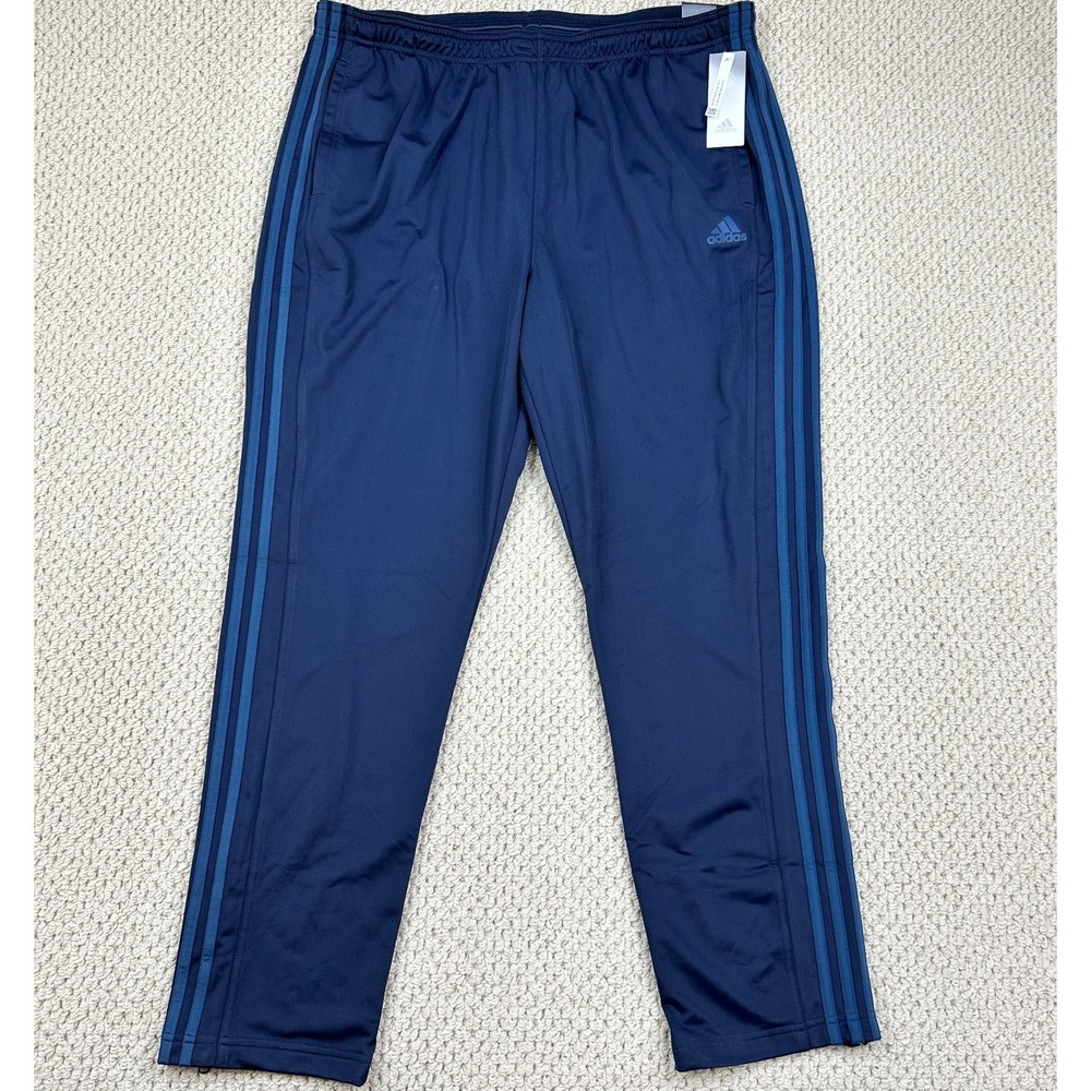 NEW Adidas Tricot Pant Mens 2XL Navy Blue Stripe Tapered Track Ankle Zip Warm Up